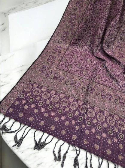 Luxury Purple Coffee Dotted Dual Tone Pashmina Hijab