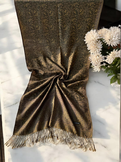 Brownie Black Paisley Pashmina Hijab Shaal