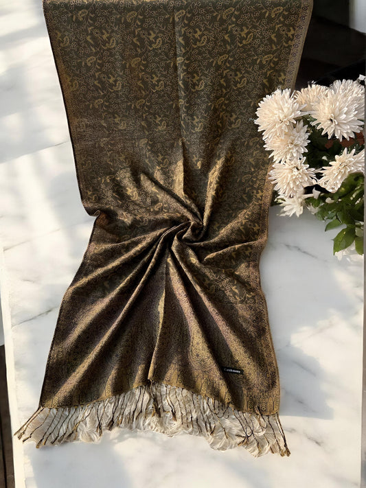 Brownie Black Paisley Pashmina Hijab Shaal