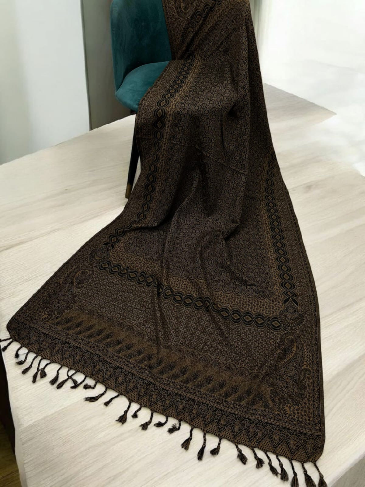 Paisley Pashmina Shawl - Brownie Black