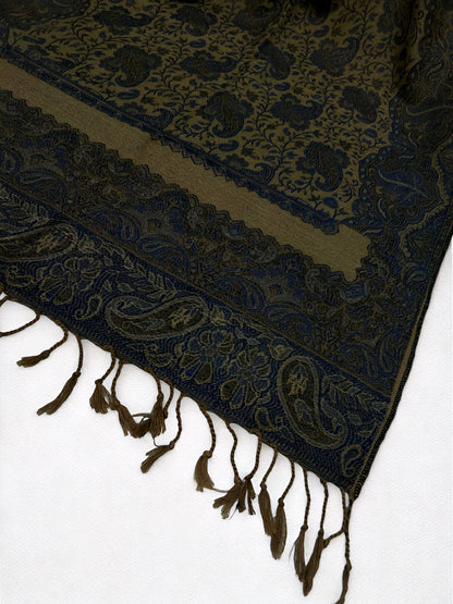Beige Teal Purple Damask Paisleys Dual Tone Pashmina Hijab