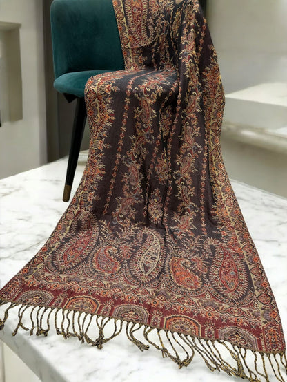 Mauve Rust Mint Curved Paisley Pashmina Hijab