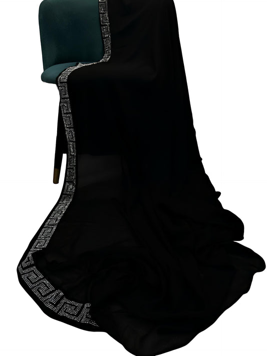 Black Silver Maze Sparkle Border Shaal