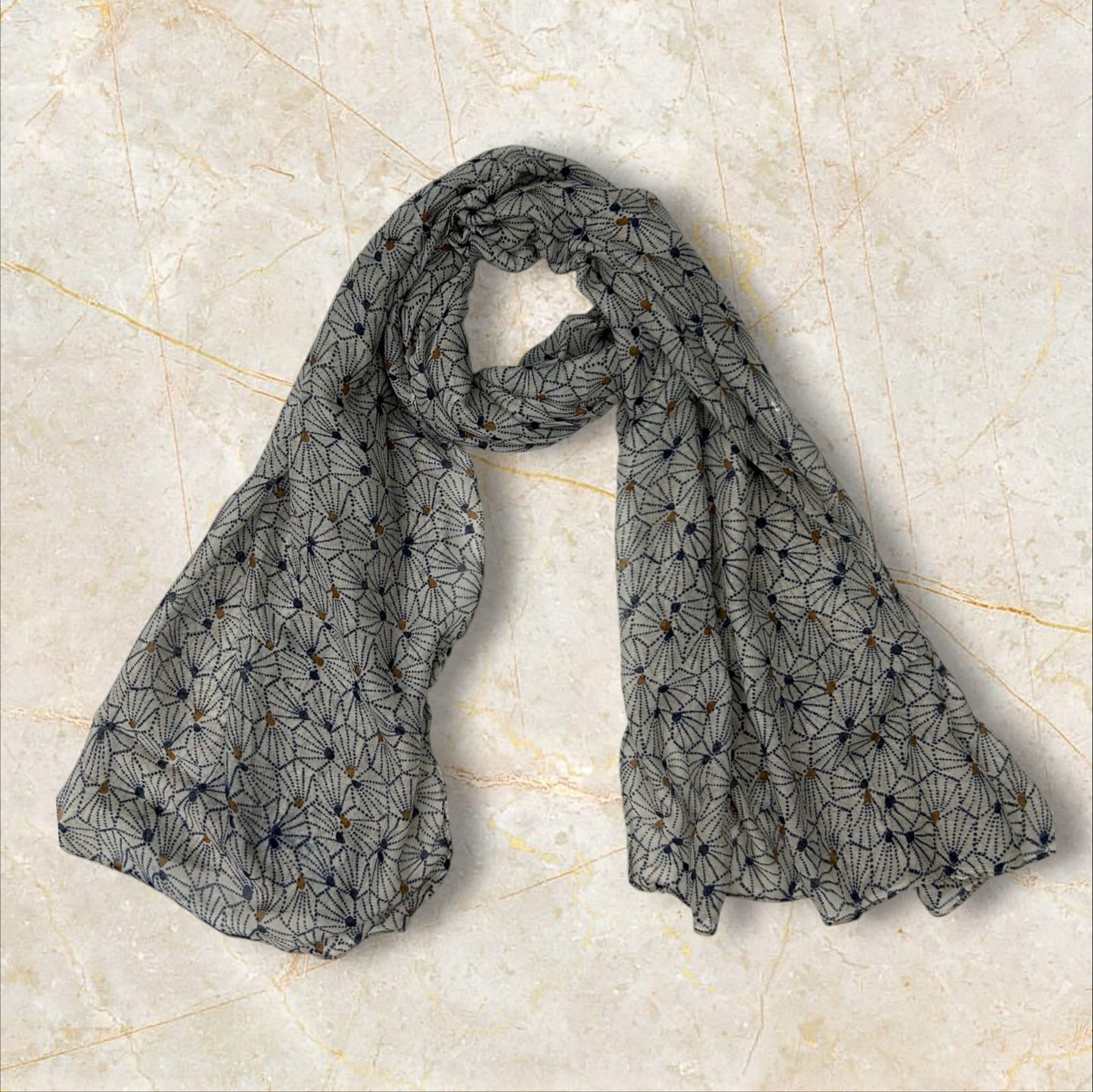 Grey Black Comb Printed Lawn Hijab