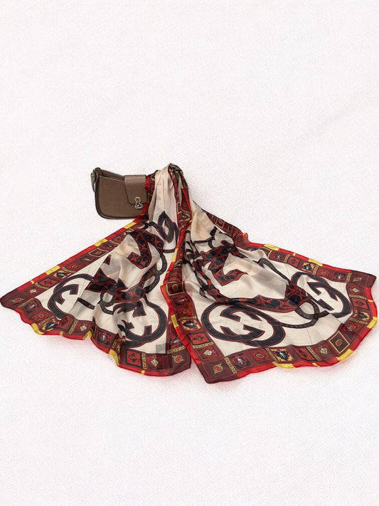 Satin Silk Scarf - Fawn Red Gucci