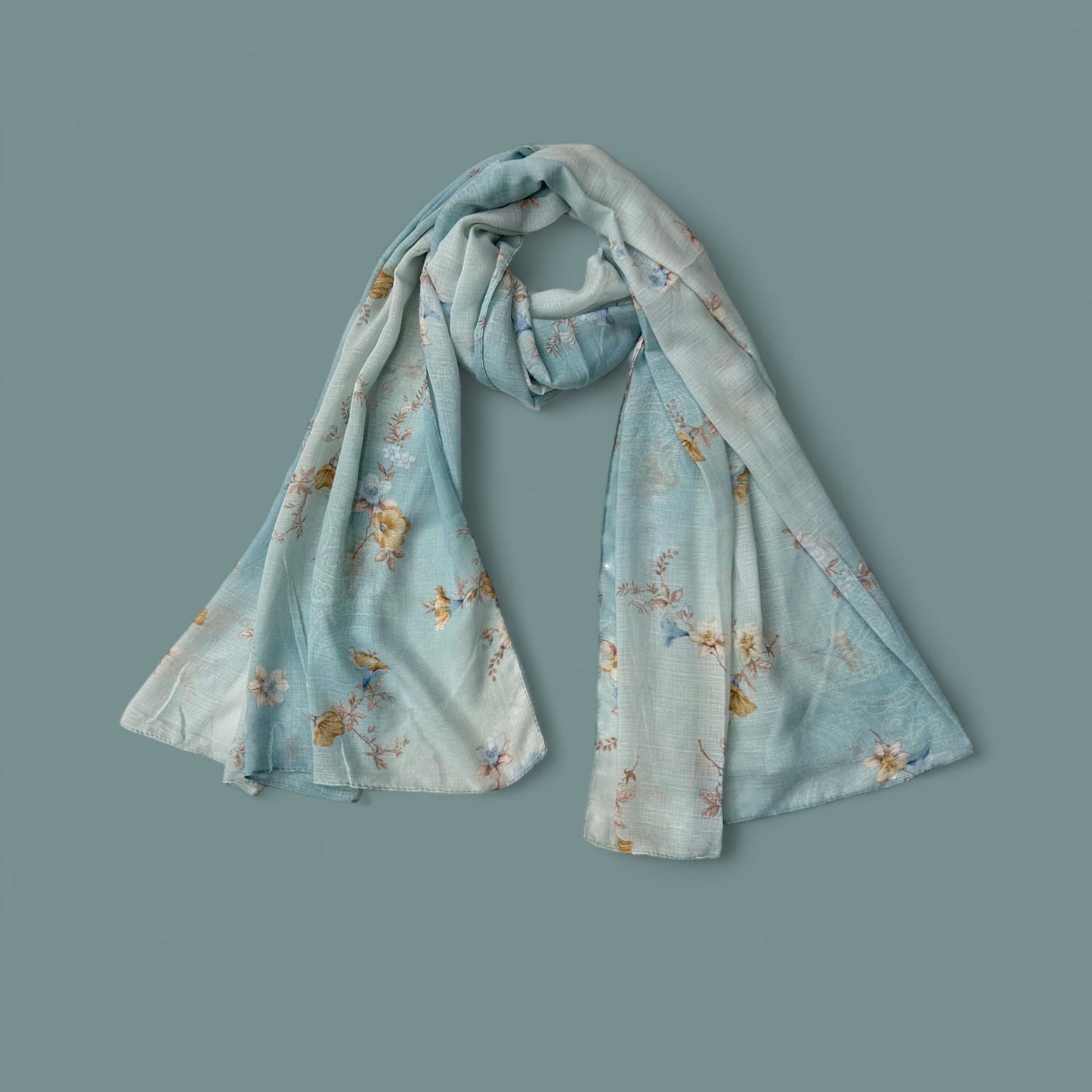 Sky Blue Ashy Floral Printed Modal Hijab