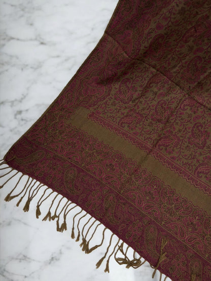 Coffee Pink Damask Paisleys Dual Tone Pashmina Hijab