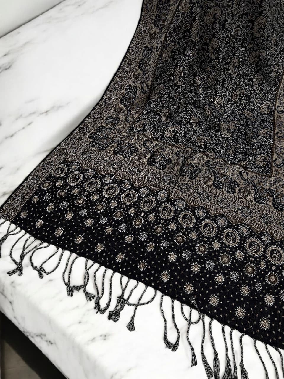 Black Fawn Dotted Dual Tone Pashmina Hijab