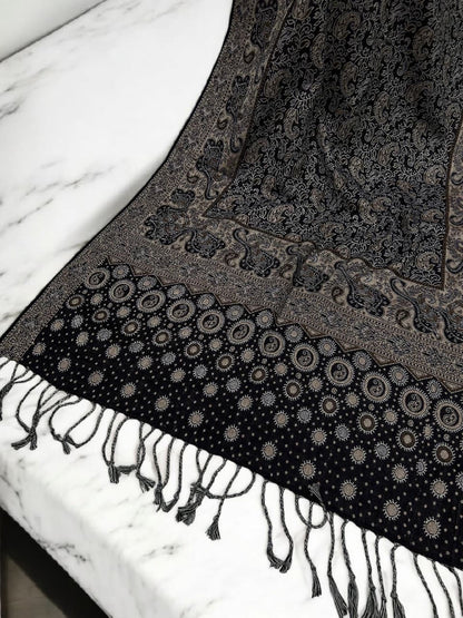Black Fawn Dotted Dual Tone Pashmina Hijab