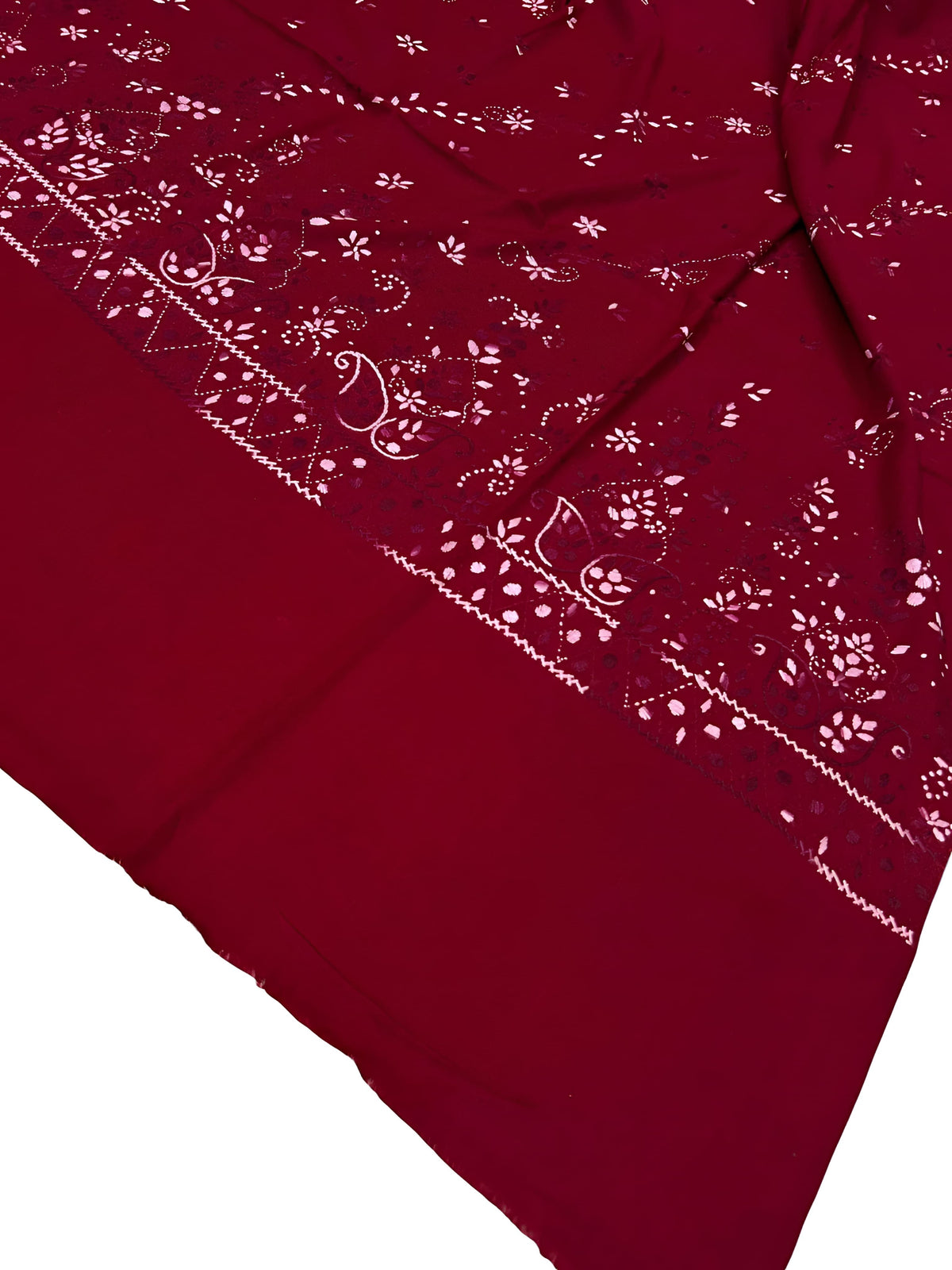 Ruby Bloom – Hand Embroidered Kashmiri Shawl