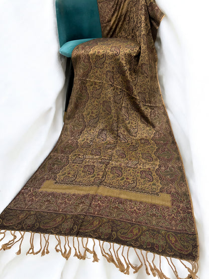 Beige Eggplant Purple Dual Tone Pashmina Hijab