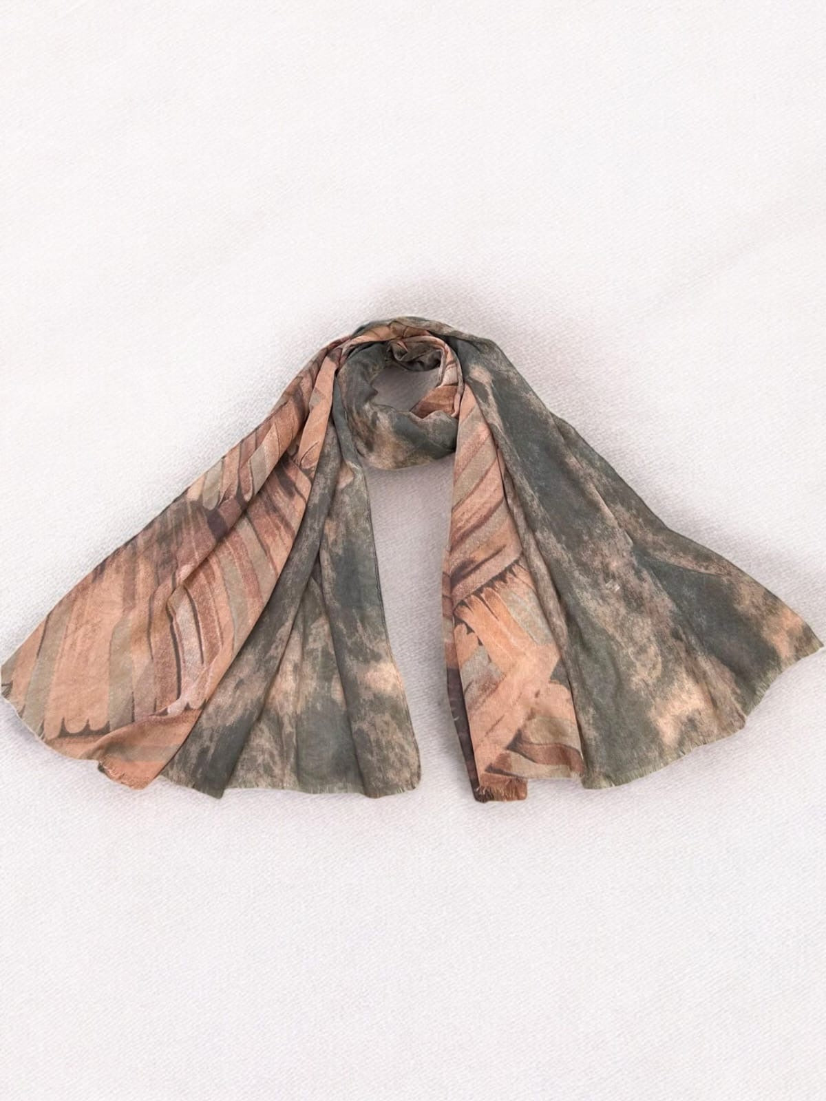 Peach Grey Ombre Blur Printed Modal Hijab