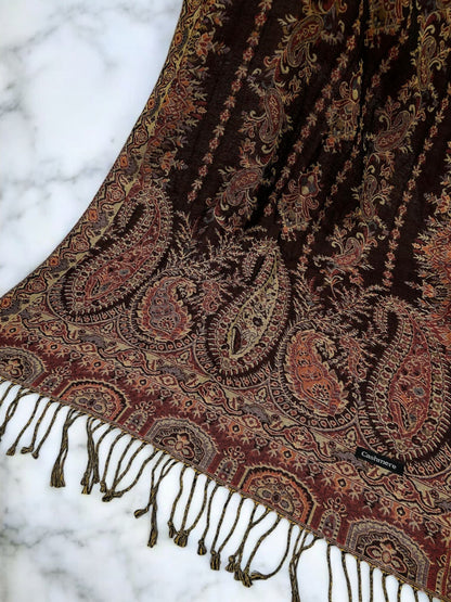 Purple Rust Paisley Two-Tone Pashmina Hijab