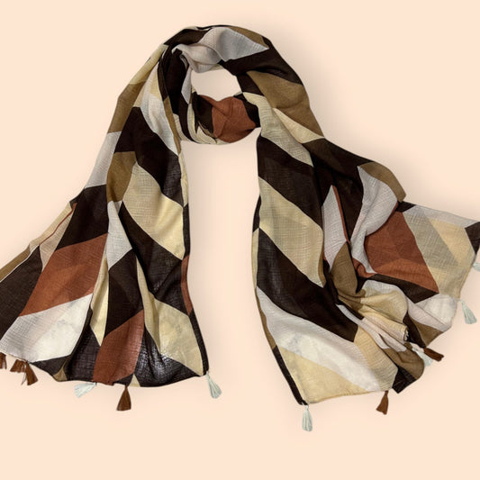 Chocolate Vanilla Patterned Printed Modal Hijab
