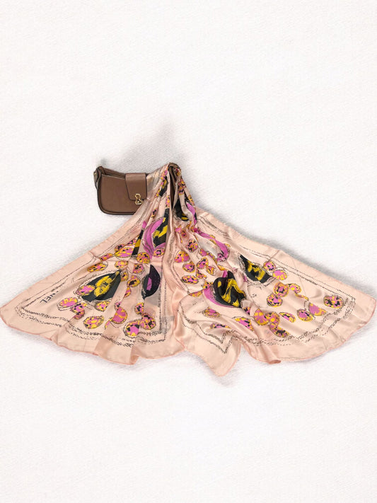 Satin Silk Scarf - Baby Pink Chanel