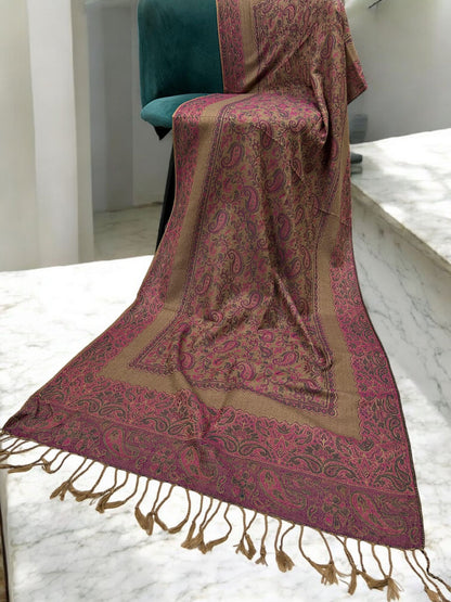 Beige Barbie Pink Little Paisleys Two-Tone Pashmina Hijab
