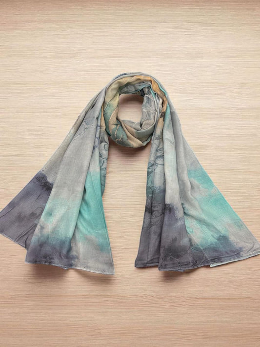 Silver Blue Mosaic Printed Modal Hijab