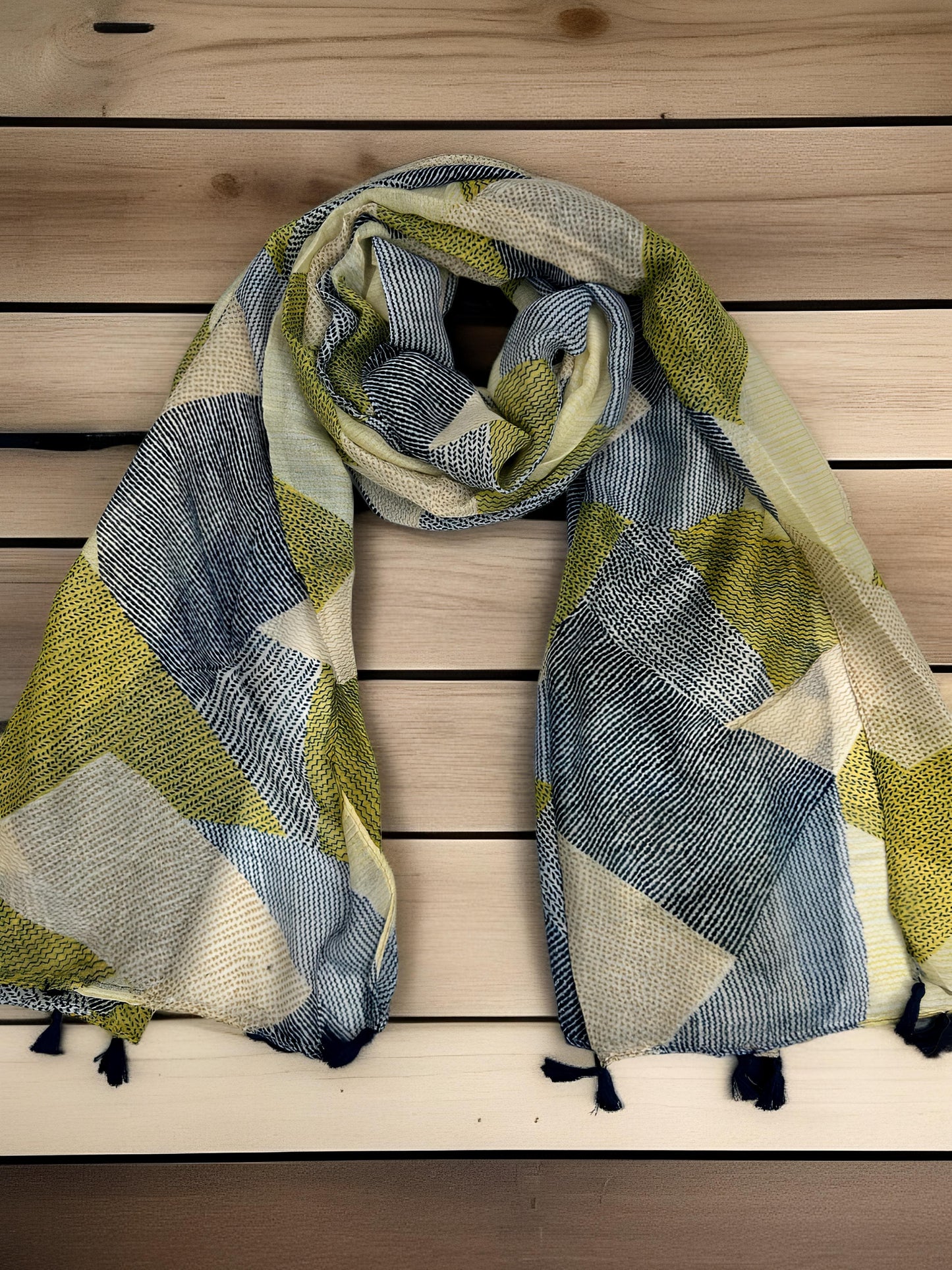 Kelly Green Sketches Printed Lawn Tassel Hijab