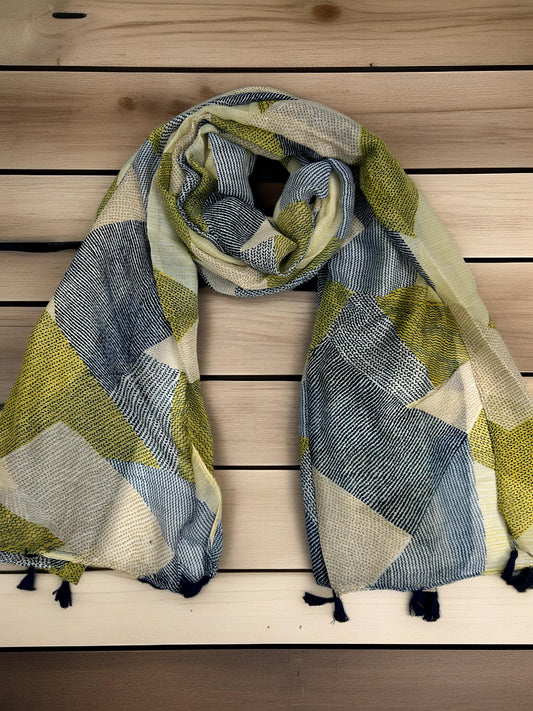 Kelly Green Sketches Printed Lawn Tassel Hijab