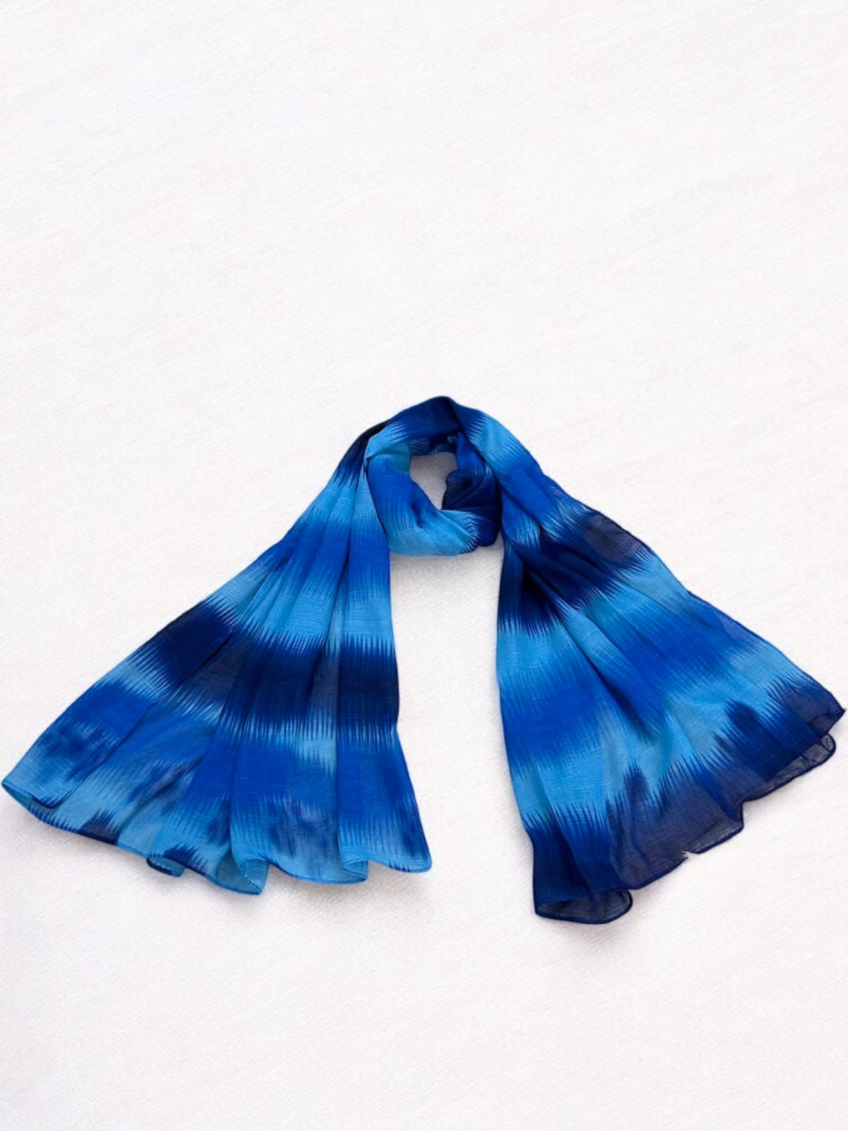 Dark Reflex Blue Patterned Tie-Dye Printed Modal Hijab