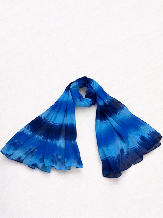 Dark Reflex Blue Patterned Tie-Dye Printed Modal Hijab