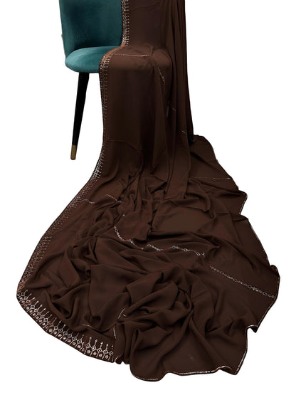 Luxury Chocolate Brown Gold Sparkle Korean Shaal