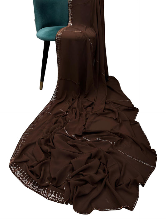 Luxury Chocolate Brown Gold Sparkle Korean Shaal