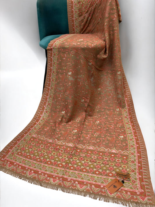 Copper Coral Floral Scroll Kani Pashmina Hijab