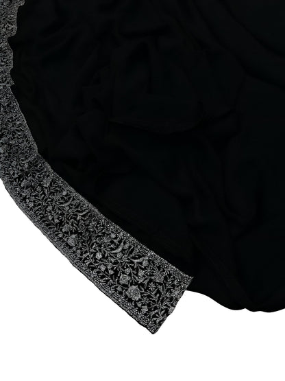 Luxury Black Silver Royal Border Korean Shaal