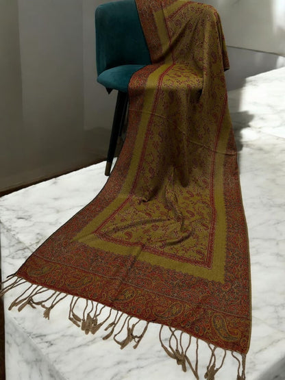 Sepia Brown Red two-tone Paisley Pashmina Hijab