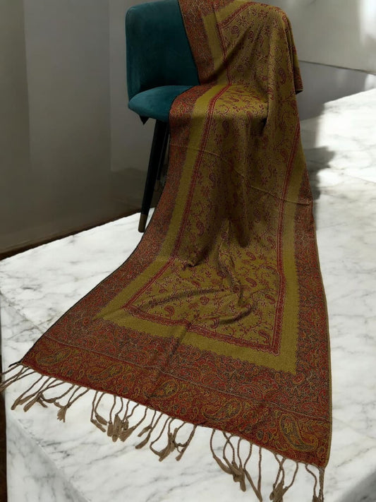 Sepia Brown Red two-tone Paisley Pashmina Hijab