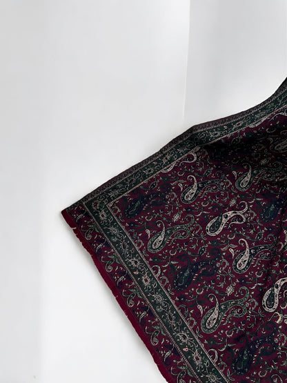 Pashmāra Shawl - Wine Green Paisley
