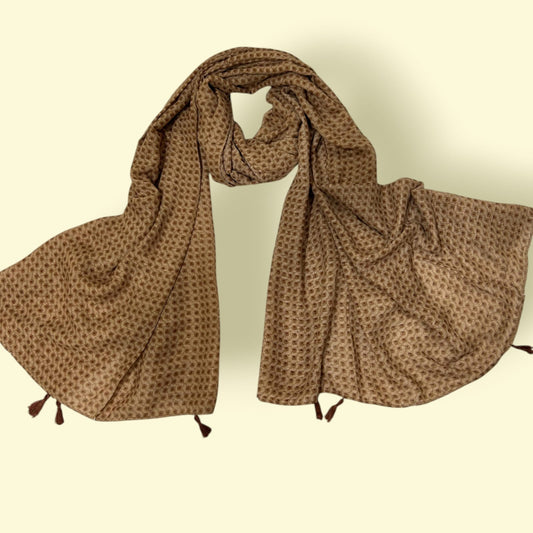 Brown Honeycomb Printed Modal Hijab