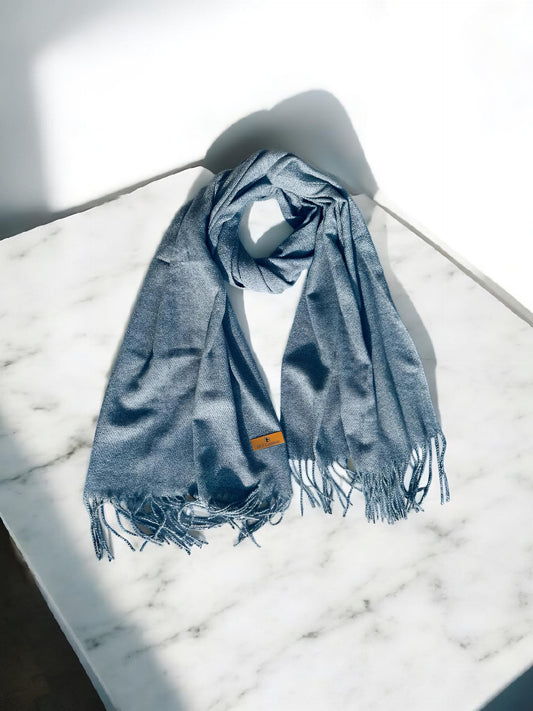 Winter Cashmere Scarf - Steel Blue