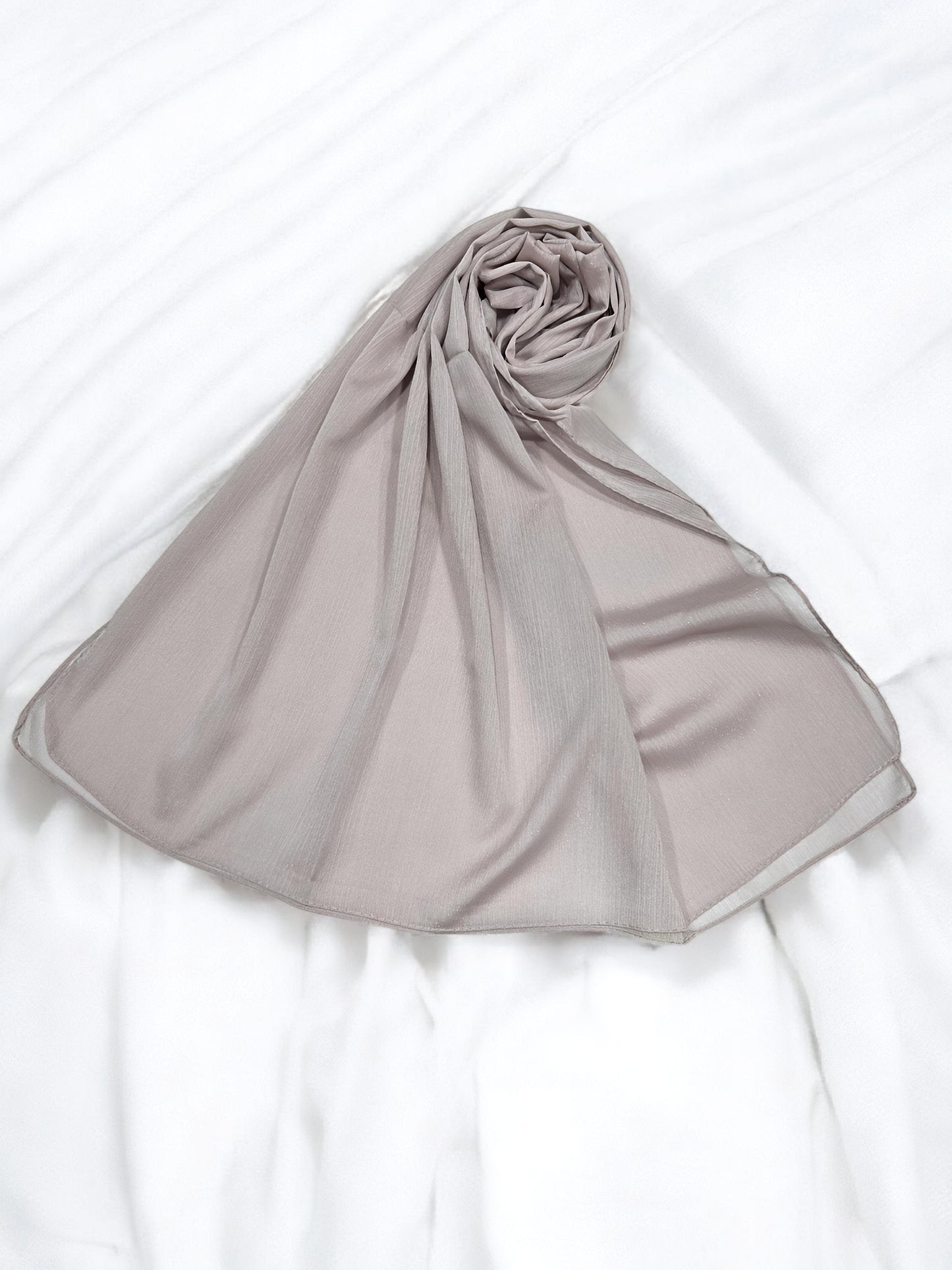 Gray Lilac - Crinkle Shimmer Chiffon Wedding Party Occasion Hijab Scarf
