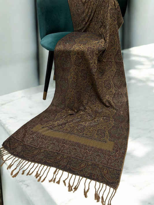 Beige Mauve Purple Mint Two-tone Paisley Pashmina Hijab