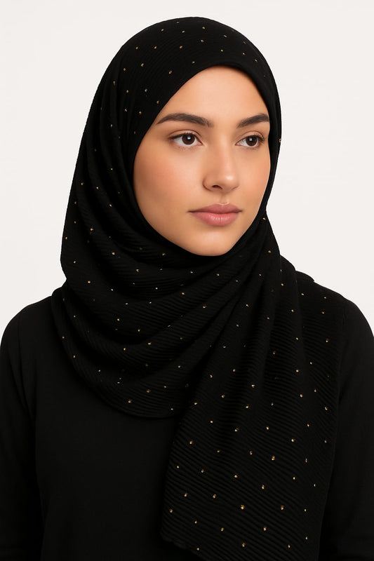 Black - Stripple Dot Fancy Hijab