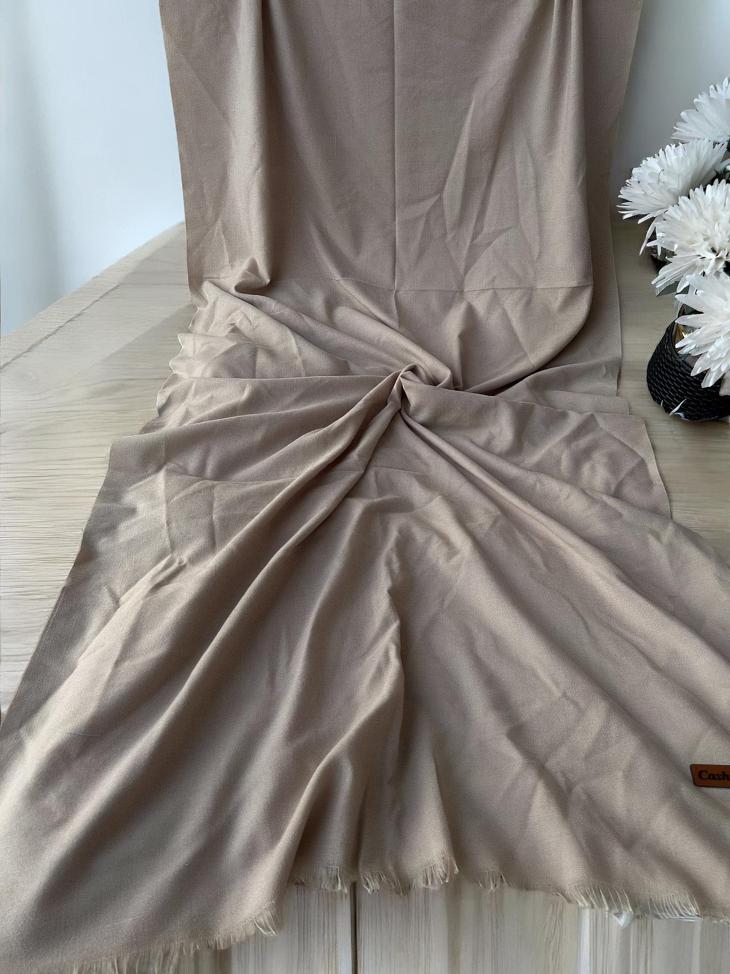 Plain Cashmere Hijab Scarf - Dusky Beige