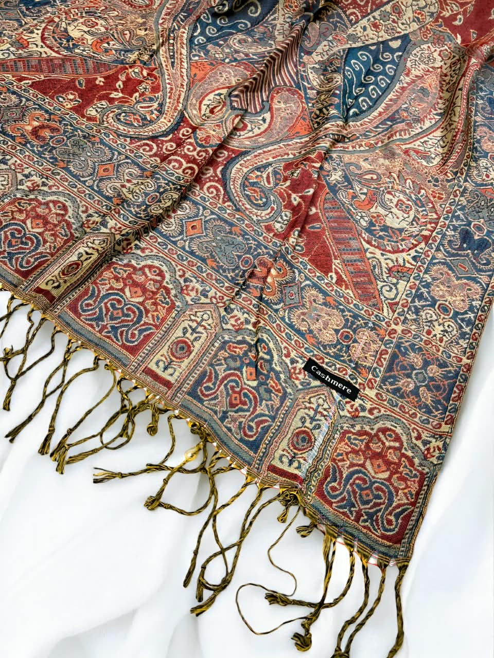 Rust Mint Green Persian Paisley Dual-Tone Pashmina Hijab