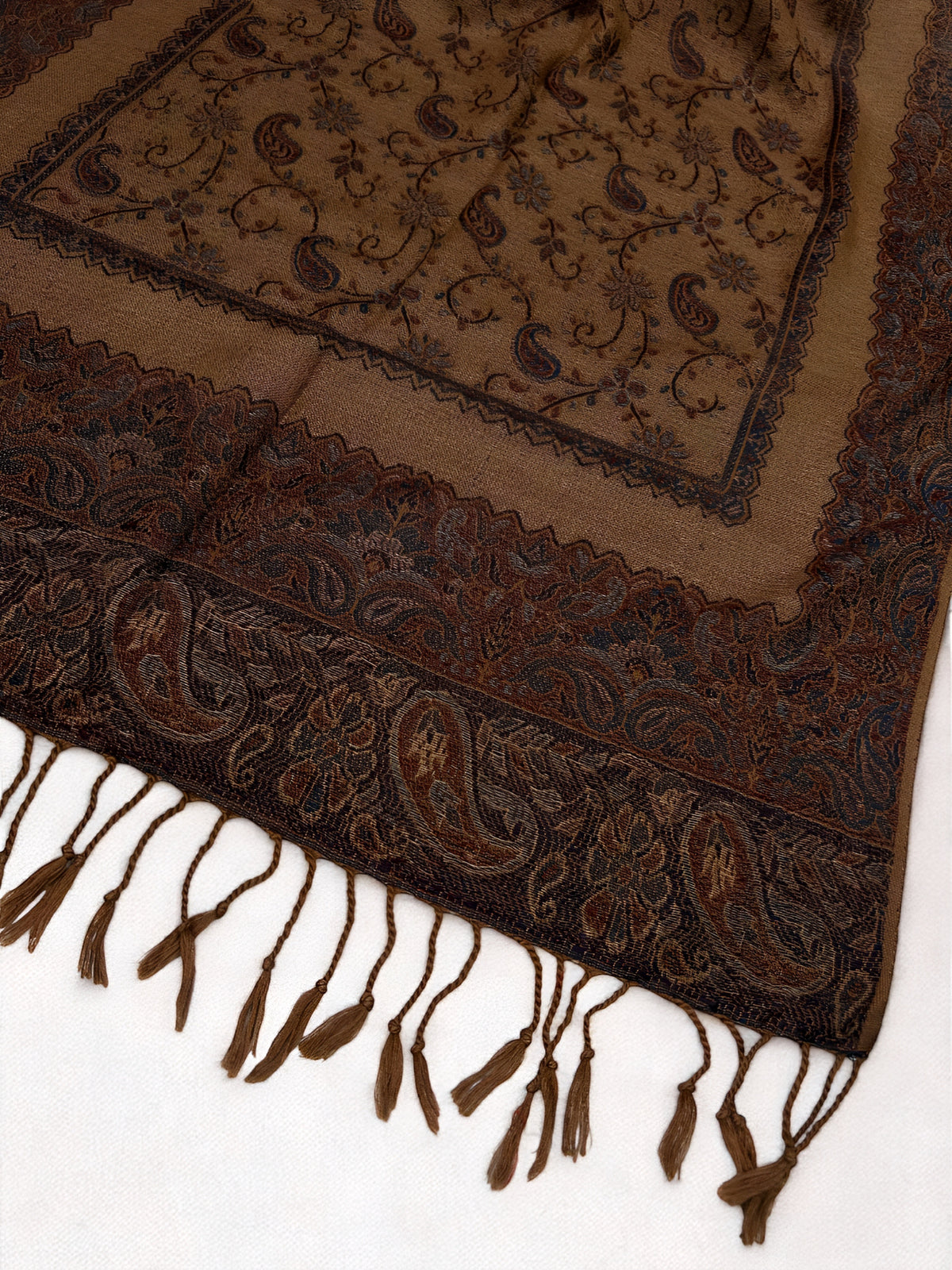 Coffee Purple Mint Little Paisleys Two-Tone Pashmina Hijab