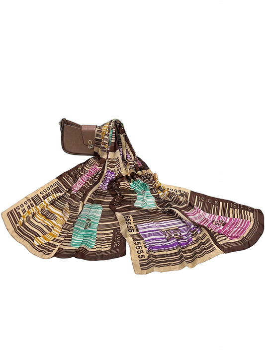 Satin Silk Scarf - Coffee Brown Chanel