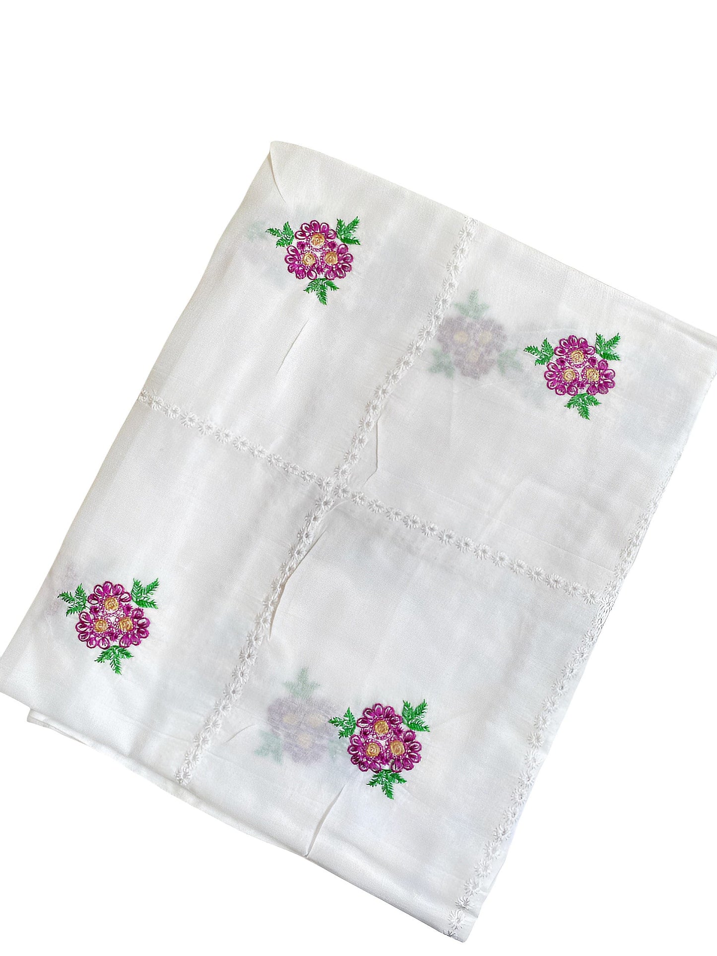 Pink Rose Handembroidered Lawn Dupatta