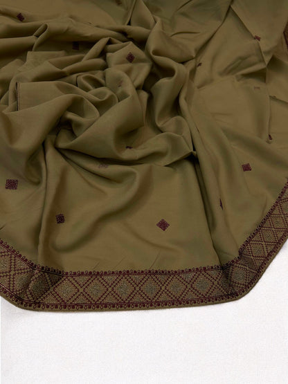Walnut Brown Diamond Double Embroidered Shaal