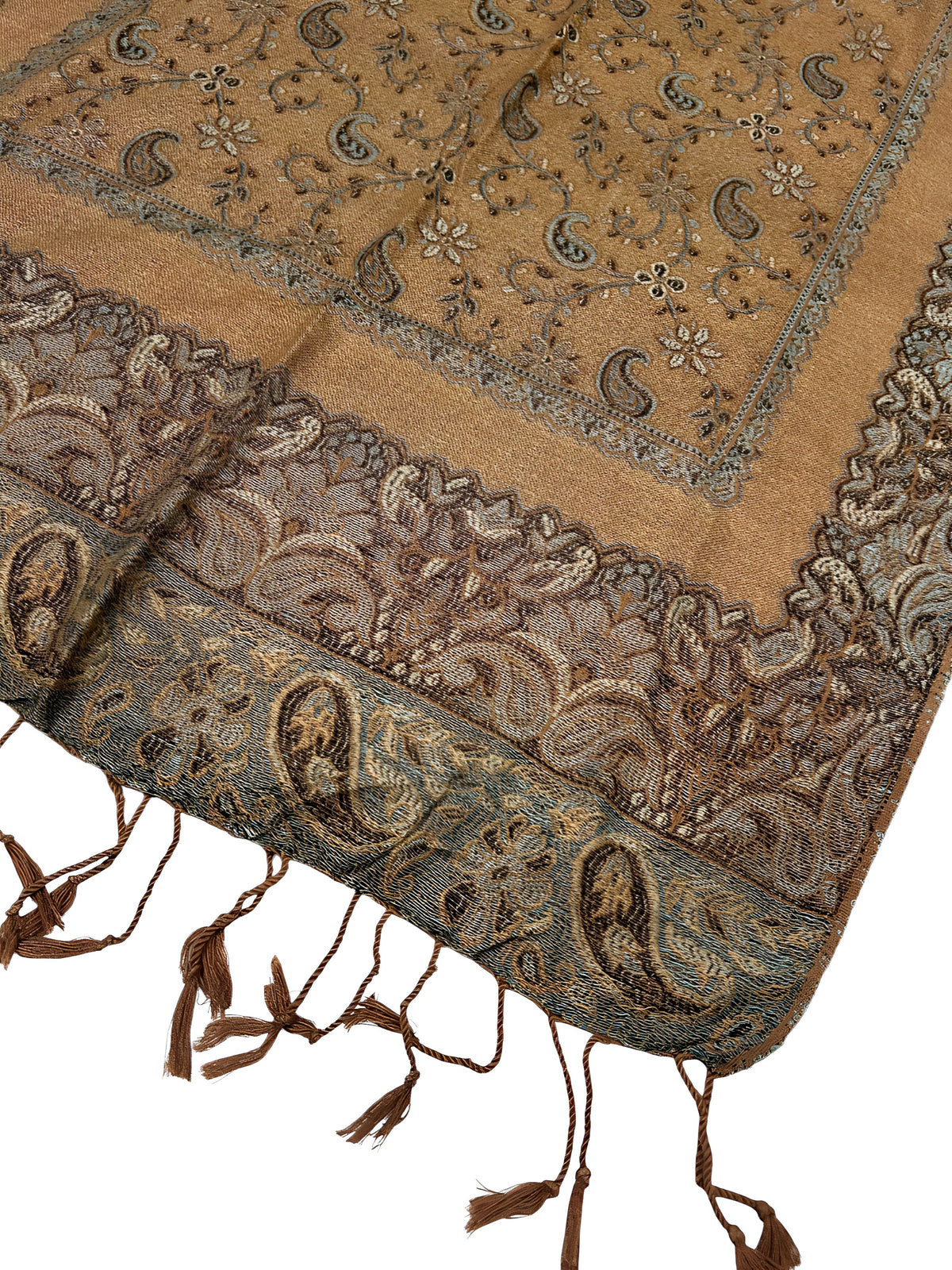 Beige Mint Mauve Little Paisleys Two-Tone Pashmina Hijab