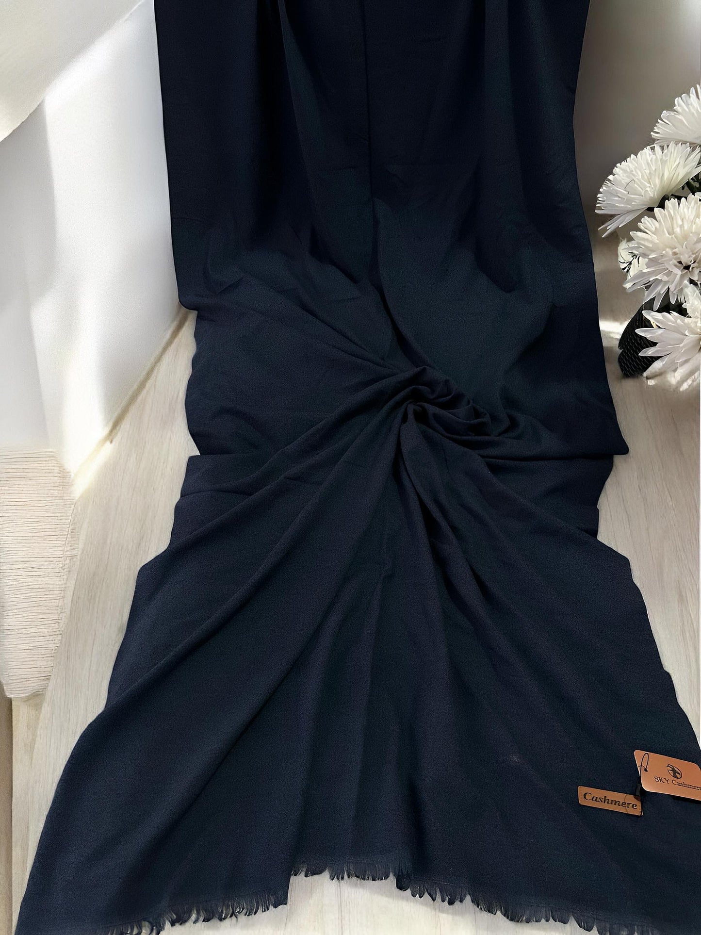 Plain Cashmere Hijab Scarf - Midnight Blue