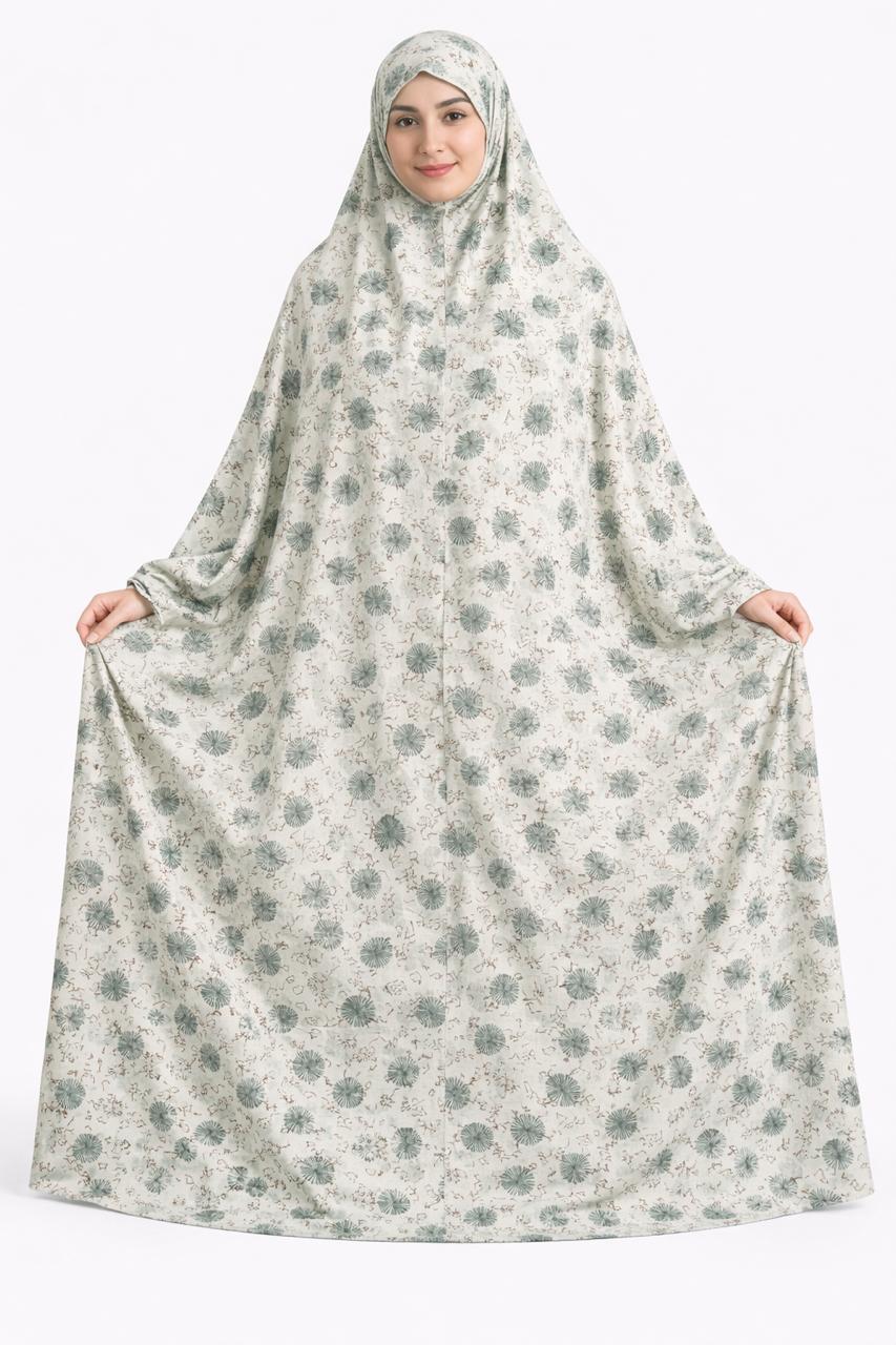 Namaz Chaadar - Silver Grey Floral