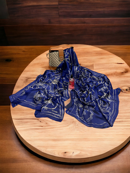 Satin Silk Hijab Scarf - Gucci Blue