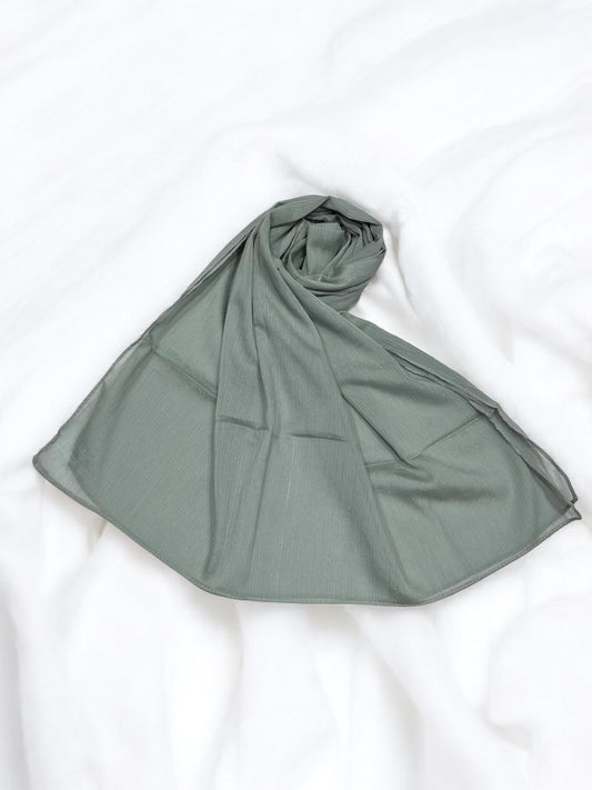 Meadow Mist - Crinkle Shimmer Chiffon Wedding Party Occasion Hijab Scarf