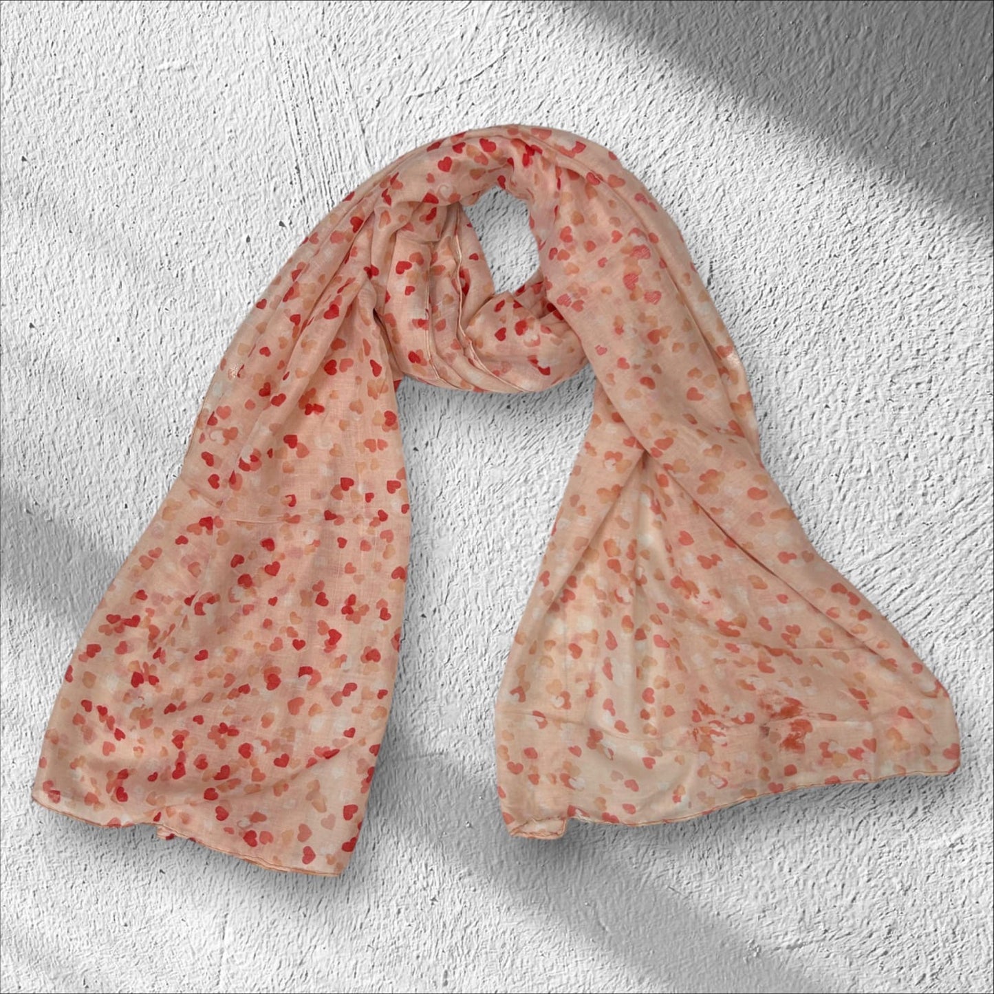 Pink Hearts  Printed Lawn Hijab