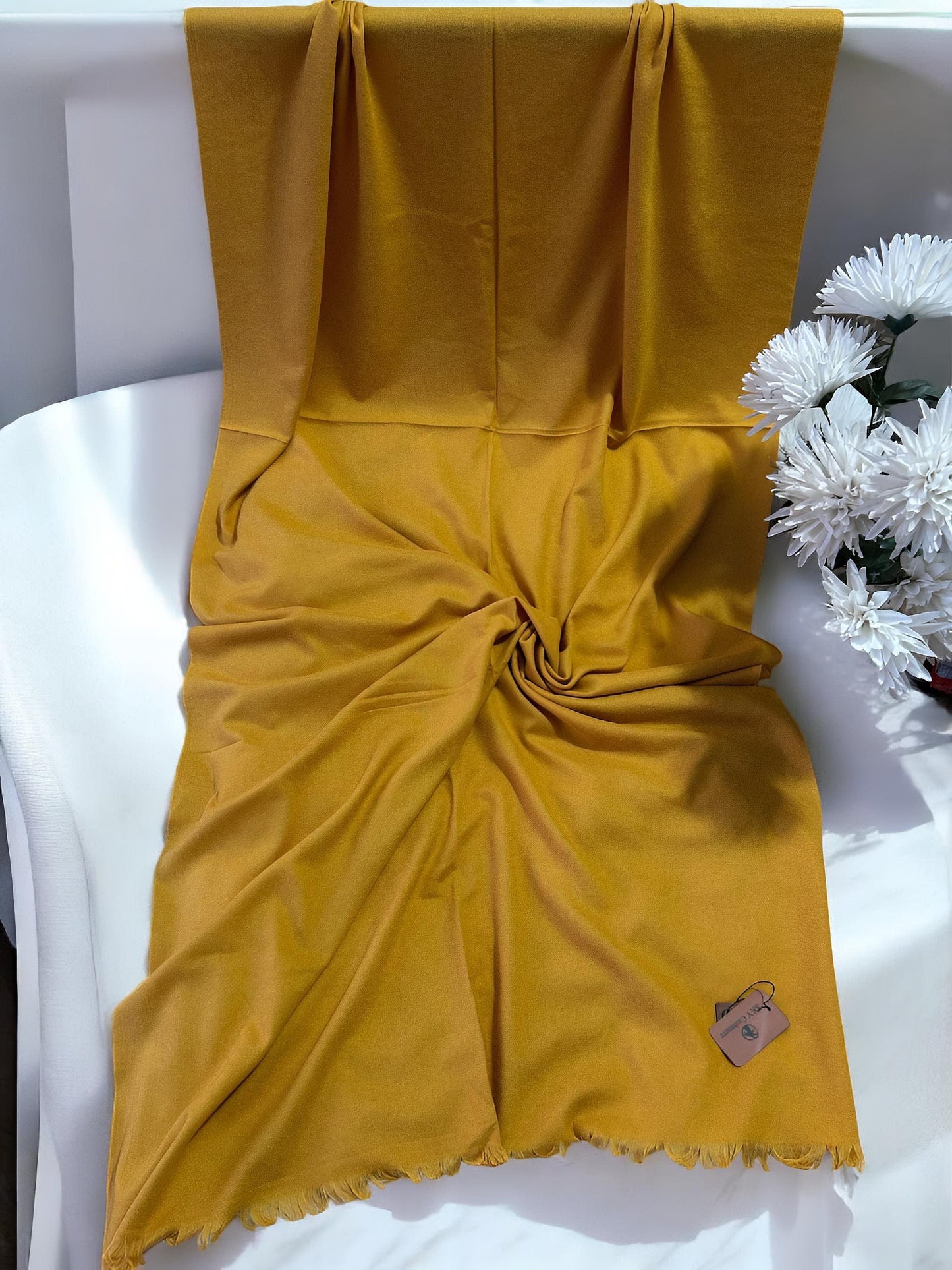 Plain Cashmere Hijab Scarf - Mustard Yellow